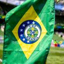 巴西国家足球队旗帜与队徽特写